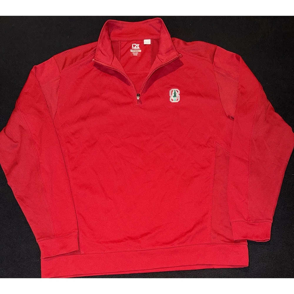 Stanford University Embroidered Logo Red 1/4 Zip Pullover Mens Size XXL
